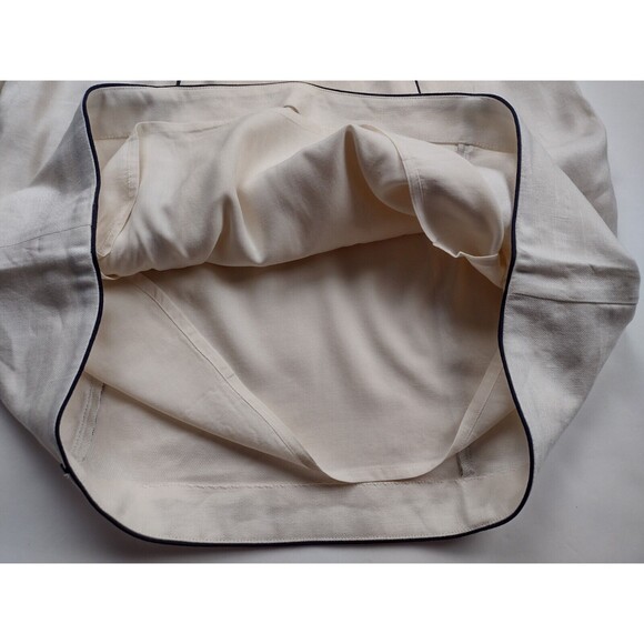 Maeve Womens Structured Mini Skirt Cream with Navy Piping Nautical Size 4 Linen - Picture 9 of 11